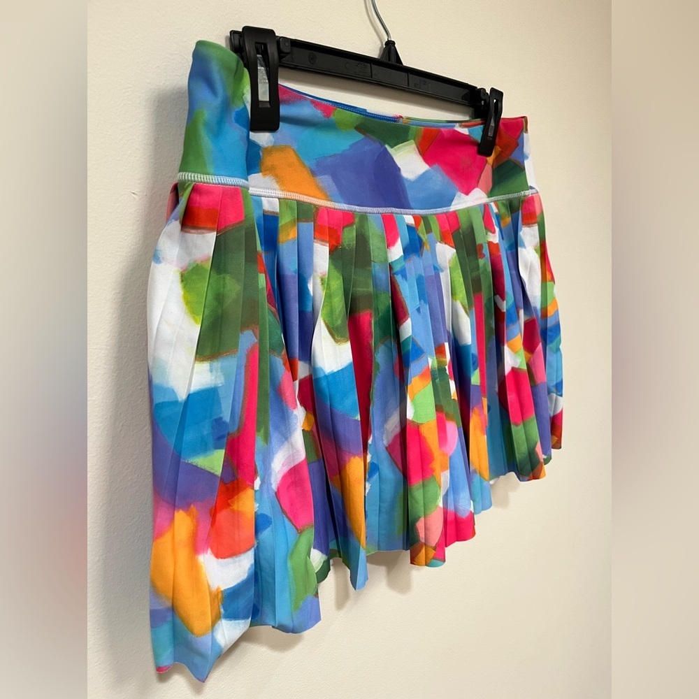 70° x Meghan Rosenthal Colorful Abstract Art Pleated Tennis Skort size Large - Picture 4 of 8